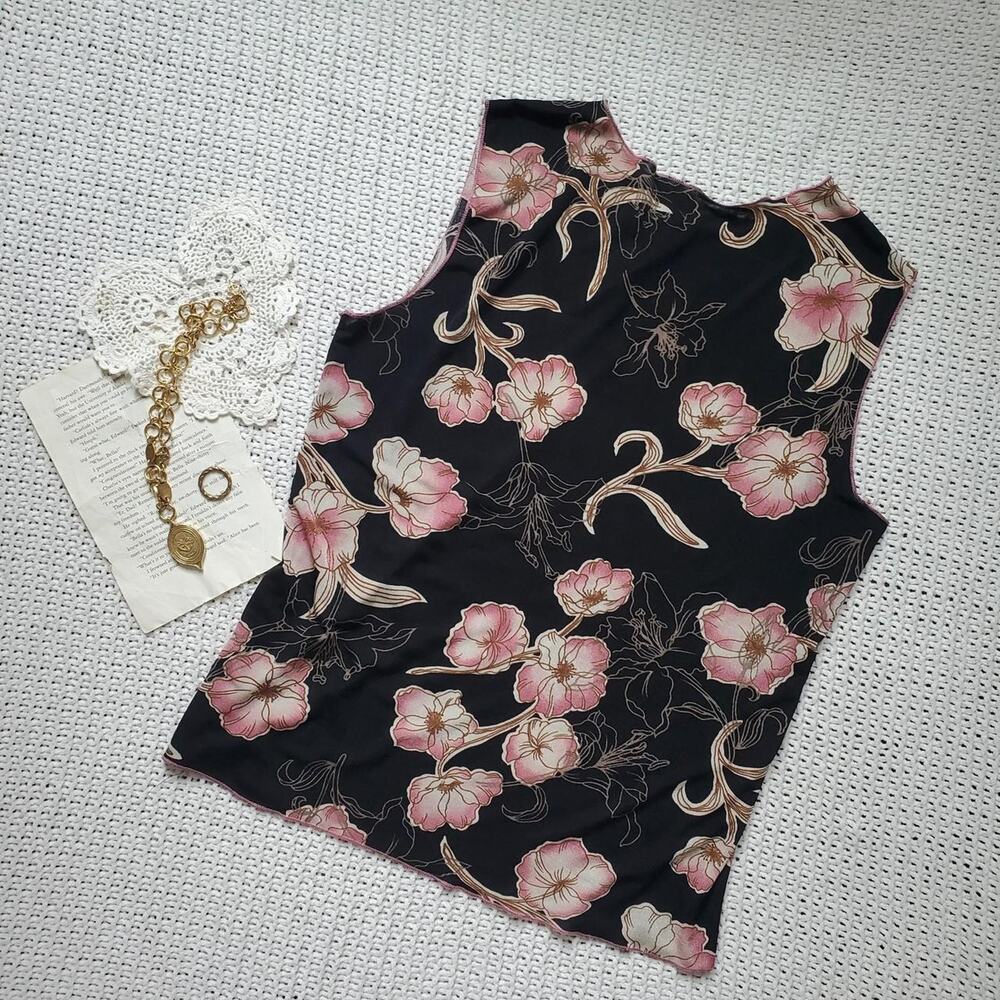 Micromesh high neck floral graphic tank top